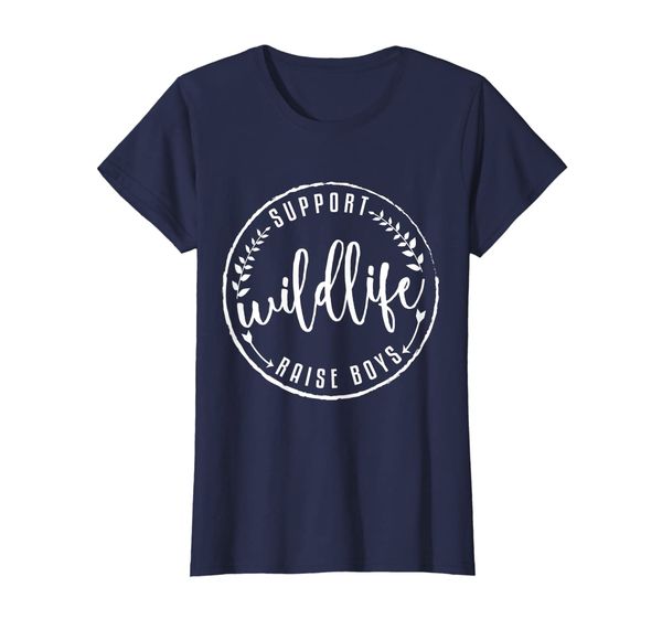 womens support wildlife raise boys t-shirt for mom, White;black