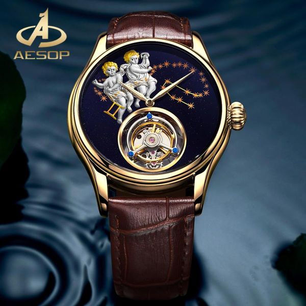 wristwatches aesop real tourbillon men mechanical watches sapphire glass waterproof wristwatch skeleton clock, Slivery;brown
wristwatches aesop real tourbillon men mechanical watches sapphire glass waterproof wristwatch skeleton clock, Slivery;brown
