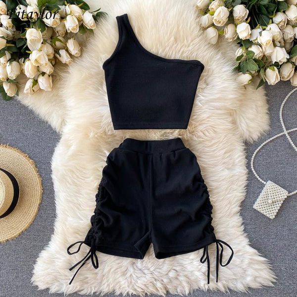 women's tracksuits fitaylor one-shoulder oblique collar short t-shirt drawstring pleated 2021 summer elastic waist shorts party sui, Gray
women's tracksuits fitaylor one-shoulder oblique collar short t-shirt drawstring pleated 2021 summer elastic waist shorts party sui, Gray