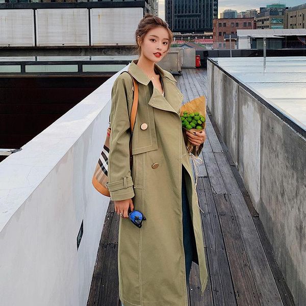 women's trench coats windbreaker female long section 2021 autumn korean loose temperament spring coat casual mujer jaqueta f1762, Tan;black
women's trench coats windbreaker female long section 2021 autumn korean loose temperament spring coat casual mujer jaqueta f1762, Tan;black