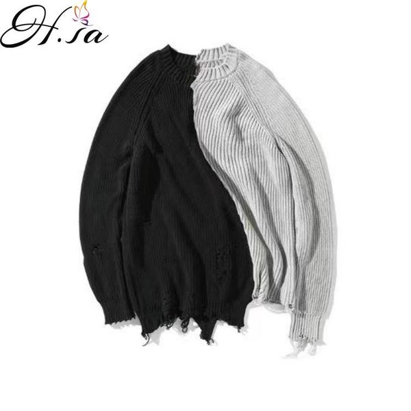 men's sweaters hsa 2021 sweater winter knit black patchwork oversize ripped fashion couple broken hole pull, White;black
men's sweaters hsa 2021 sweater winter knit black patchwork oversize ripped fashion couple broken hole pull, White;black