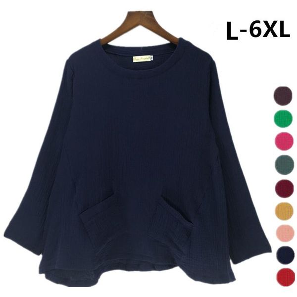 plus size t-shirt 2021 spring autumn l-5xl 6xl shirts women blouses long-sleeve loose cotton linen blouse black red 
plus size t-shirt 2021 spring autumn l-5xl 6xl shirts women blouses long-sleeve loose cotton linen blouse black red