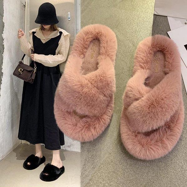 winter women fur flat slipper anti-slippery open toe cross warm ladies shoes outdoor slides home 8321cc slippers, Black
winter women fur flat slipper anti-slippery open toe cross warm ladies shoes outdoor slides home 8321cc slippers, Black