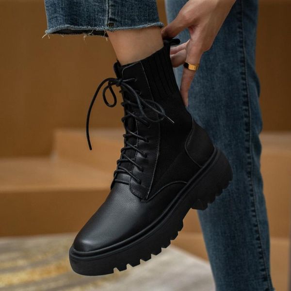 boots 2021 spring/autumn women leather cotton fabric solid motorcucle round toe platform casual short for, Black
boots 2021 spring/autumn women leather cotton fabric solid motorcucle round toe platform casual short for, Black