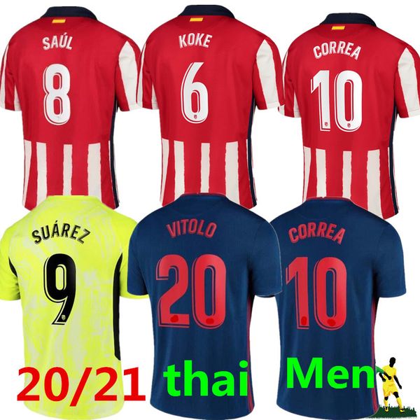 kit atletico madrid men away joao félix costa suarez koke camiseta de fútbol football shirts 20 21 soccer jerseys, Black