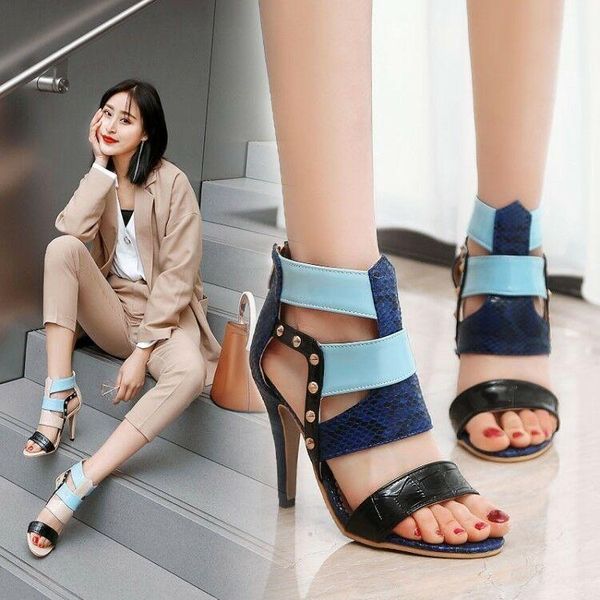 women stylish high heel color stitching open toe sandals serpentine plus size, Black
women stylish high heel color stitching open toe sandals serpentine plus size, Black