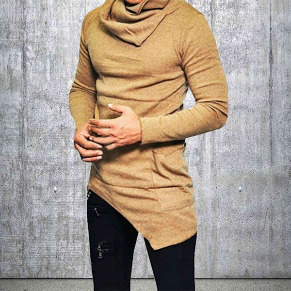 men's irregular turtleneck plain casual sweater, tights, knitted fashion, spring and autumn, new in 2021, White;black
men's irregular turtleneck plain casual sweater, tights, knitted fashion, spring and autumn, new in 2021, White;black