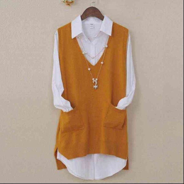 women cashmere sweater knitted vest female v neck waistcoat side split pullover with pockets loose sleeveless, White;black
women cashmere sweater knitted vest female v neck waistcoat side split pullover with pockets loose sleeveless, White;black