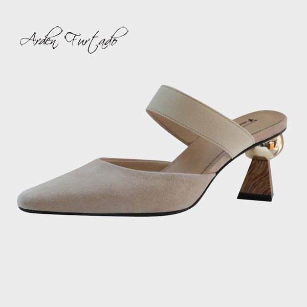 slippers arden furtado summer fashion women's shoes genuine leather bgeige suede elegant 7cm strange style heels mules 33 40, Black
slippers arden furtado summer fashion women's shoes genuine leather bgeige suede elegant 7cm strange style heels mules 33 40, Black
