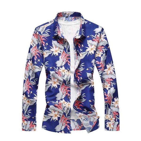 autumn fashion men shirt long sleeve flower shirt men casual men clothing camisa floral masculina 4xl 5xl 6xl 7xl 210528, White;black 
autumn fashion men shirt long sleeve flower shirt men casual men clothing camisa floral masculina 4xl 5xl 6xl 7xl 210528, White;black