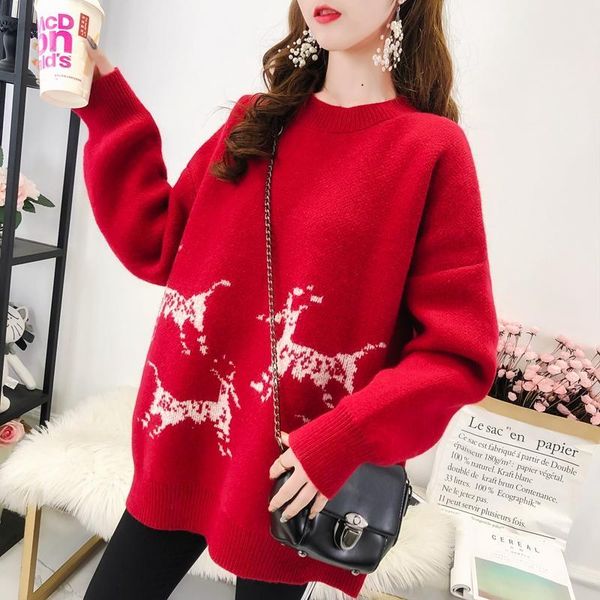 sweaters loose casual and crew neck christmas deer red sweater warm thick winter pull jumpers pullover women, White;black
sweaters loose casual and crew neck christmas deer red sweater warm thick winter pull jumpers pullover women, White;black