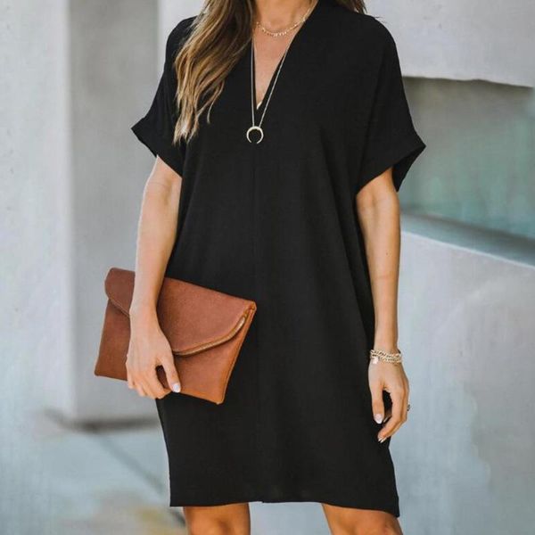 dresses for women 2021 solid plus size v-neck short sleeve contract dress summer robe femme vestido de mujer casual, Black;gray
dresses for women 2021 solid plus size v-neck short sleeve contract dress summer robe femme vestido de mujer casual, Black;gray