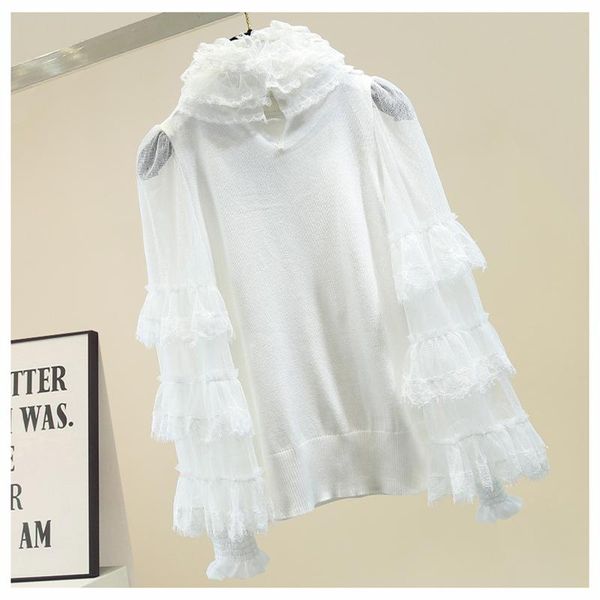 women's blouses & shirts lace black bottom shirt flare sleeve cake type patched knitted office lady ruffles heaps collar white blouse
women's blouses & shirts lace black bottom shirt flare sleeve cake type patched knitted office lady ruffles heaps collar white blouse