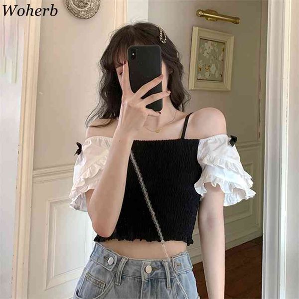 sweet crop blouse women fashion off shoulder ruffle sleeve shirt korean chic summer blusas de mujer 210519, White
sweet crop blouse women fashion off shoulder ruffle sleeve shirt korean chic summer blusas de mujer 210519, White