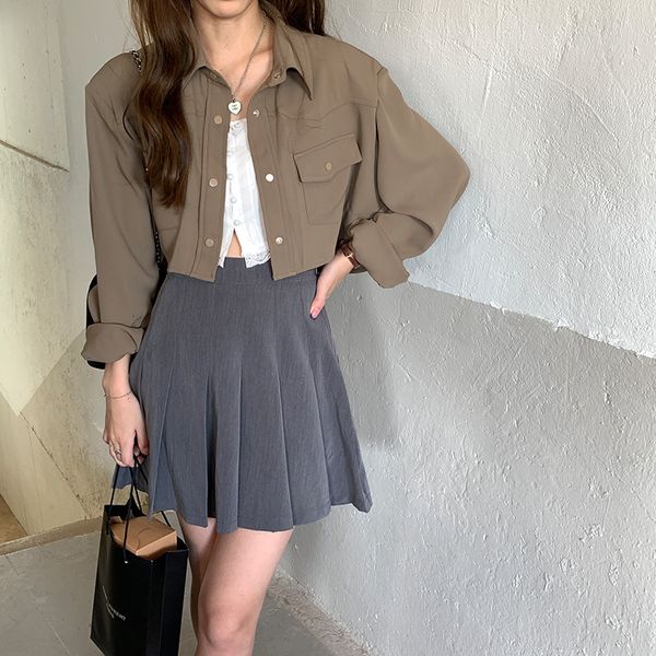 two piece dress fashionable clothes short coat women's korean loose leisure long sleeve jacket small w0dv, White
two piece dress fashionable clothes short coat women's korean loose leisure long sleeve jacket small w0dv, White
