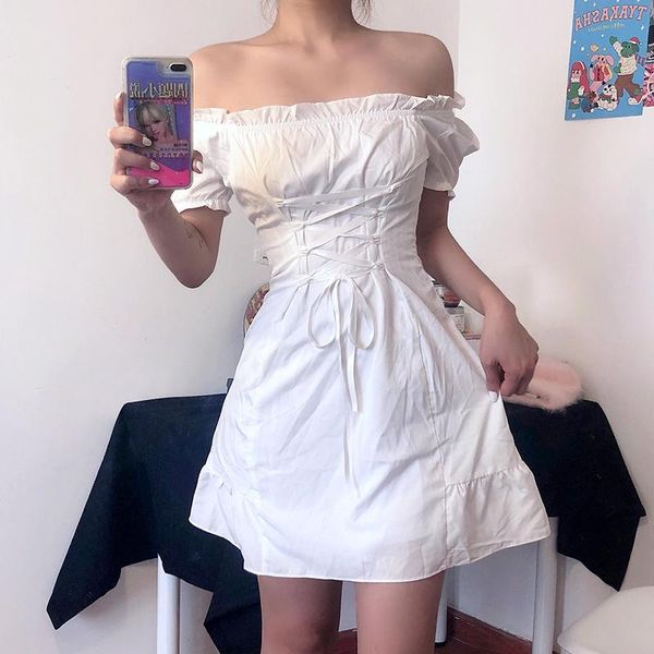 casual dresses 2021 one slash neck vintage elegant high waist slim for women korean japanese style kawaii dress, Black;gray
casual dresses 2021 one slash neck vintage elegant high waist slim for women korean japanese style kawaii dress, Black;gray