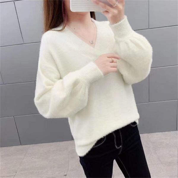 women's sweaters autumn winter imitation mink velvet women all-match long sleeve v-neck knitter sweater solid color pullover0788, White;black
women's sweaters autumn winter imitation mink velvet women all-match long sleeve v-neck knitter sweater solid color pullover0788, White;black