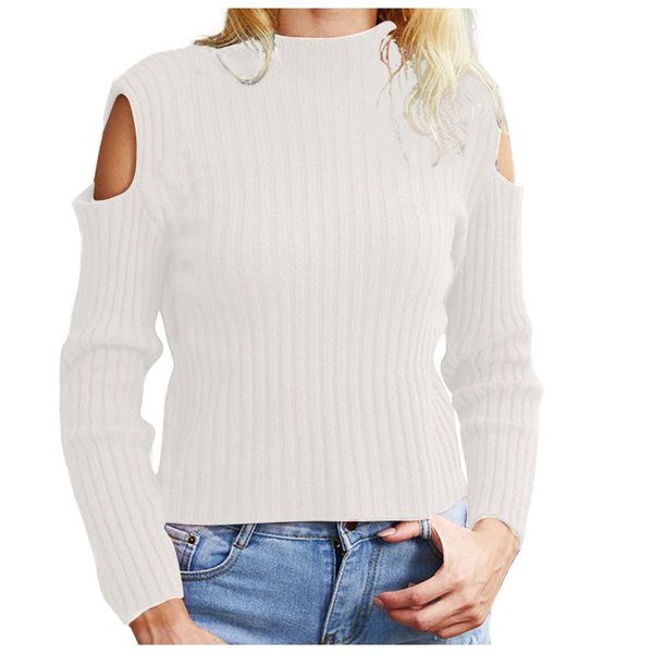 women's knits & tees women sweater 2021 pullover knit off shoulder long sleeve half turtleneck mujer invierno pull femme, White
women's knits & tees women sweater 2021 pullover knit off shoulder long sleeve half turtleneck mujer invierno pull femme, White