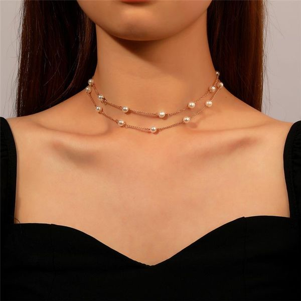chokers luokey korea fashion metal double layer chains necklace delicate wedding clavicle chain pearl choker necklaces for women jewelry, Golden;silver
chokers luokey korea fashion metal double layer chains necklace delicate wedding clavicle chain pearl choker necklaces for women jewelry, Golden;silver