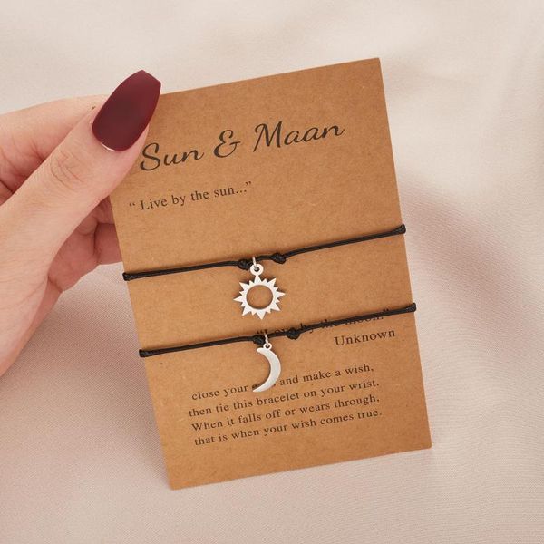 charm bracelets 2pcs sun moon hollow bracelet weaving adjustable paper card for lover women men wholesale drop jewelry gift, Golden;silver
charm bracelets 2pcs sun moon hollow bracelet weaving adjustable paper card for lover women men wholesale drop jewelry gift, Golden;silver