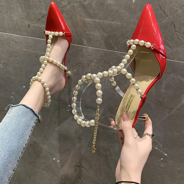 sandals ins stylish summer versatile middle heel web celebrity with pearl thin pointed roman shoes, Black
sandals ins stylish summer versatile middle heel web celebrity with pearl thin pointed roman shoes, Black