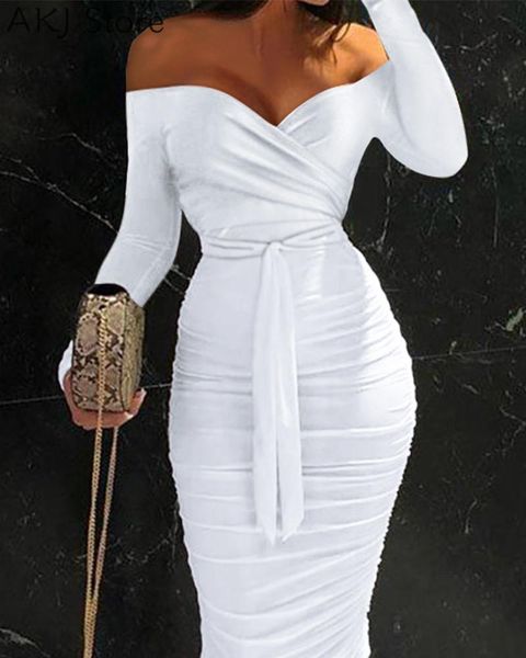 casual dresses women off shoulder ruched belted bodycon dress elegant skinny party, Black;gray
casual dresses women off shoulder ruched belted bodycon dress elegant skinny party, Black;gray
