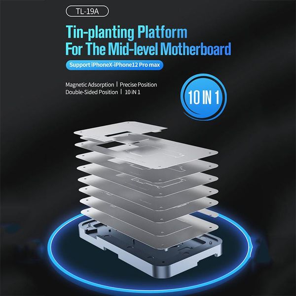 tl-19a middle frame reballing platform bga stencil for ipx 11 pro max 12 12pro maintenance welding professional hand tool sets
tl-19a middle frame reballing platform bga stencil for ipx 11 pro max 12 12pro maintenance welding professional hand tool sets