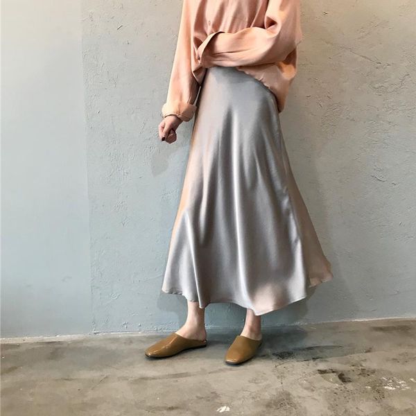 high waist elegant women a-line long skirt chic woman vintage satin faldas jupe femme saia summer skirts, Black
high waist elegant women a-line long skirt chic woman vintage satin faldas jupe femme saia summer skirts, Black