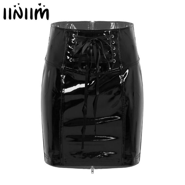 skirts iiniim women wet look patent leather lace-up skirt high waist zipper back slim fit pencil party clubwear, Black
skirts iiniim women wet look patent leather lace-up skirt high waist zipper back slim fit pencil party clubwear, Black