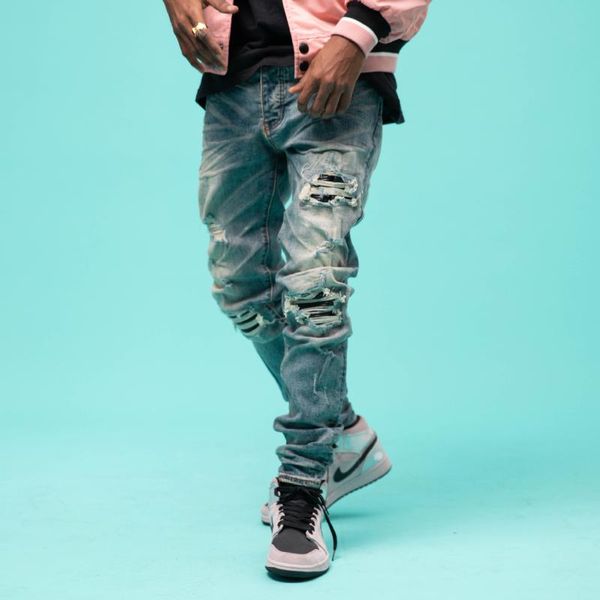 men's jeans products 2021 male autumn and winter ripped patchwork made old casual high street fashion trousers denim pants, Blue
men's jeans products 2021 male autumn and winter ripped patchwork made old casual high street fashion trousers denim pants, Blue