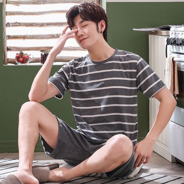 sleepwear set men summer cotton short-sleeved shorts thin section home suit multi styles l-xxxl plus sizes mens pajamas, Black;brown
sleepwear set men summer cotton short-sleeved shorts thin section home suit multi styles l-xxxl plus sizes mens pajamas, Black;brown