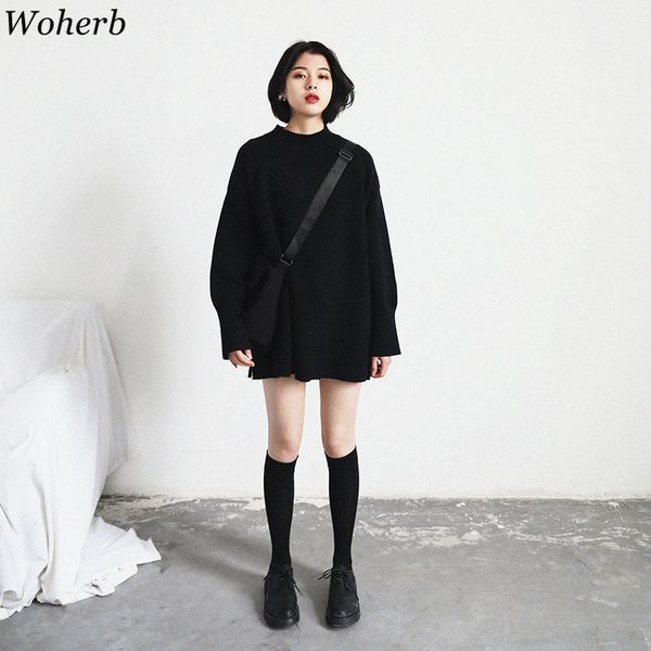 autumn winter pullover women loose sweaters harajuku chic solid knitted jumper pull femme korean fashion streetwear 210417, White;black
autumn winter pullover women loose sweaters harajuku chic solid knitted jumper pull femme korean fashion streetwear 210417, White;black