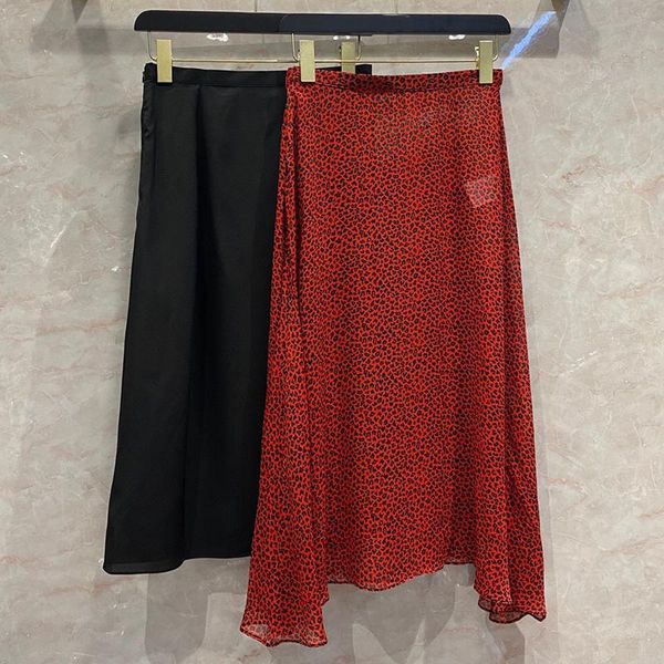 skirts red leopard print comfortable breathable midi skirt women silk rayon side-zipper mid-calf lady 2021 summer, Black 
skirts red leopard print comfortable breathable midi skirt women silk rayon side-zipper mid-calf lady 2021 summer, Black