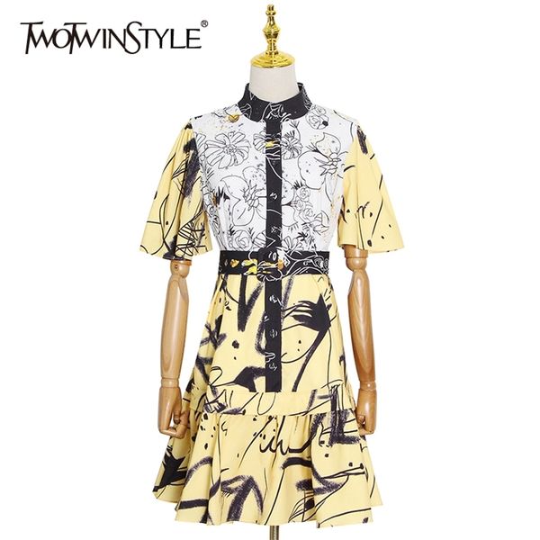 vintage print dress for women stand collar short sleeve high waist hit color dresses female fashion clothing 210520, Black;gray
vintage print dress for women stand collar short sleeve high waist hit color dresses female fashion clothing 210520, Black;gray