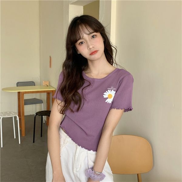 women's short sweater ruffles knit flower print o-neck butterfly sleeve pullovers woman thin female ls396 210506, White;black
women's short sweater ruffles knit flower print o-neck butterfly sleeve pullovers woman thin female ls396 210506, White;black