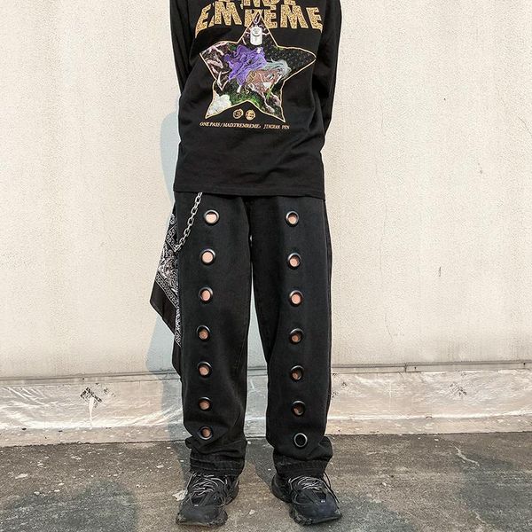 men straight harem jeans male women iron ring hole fashion streetwear hip hop gothic loose casual denim trousers cowboy pants men's, Blue
men straight harem jeans male women iron ring hole fashion streetwear hip hop gothic loose casual denim trousers cowboy pants men's, Blue