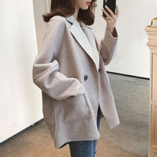 women's wool & blends korean fashion khaki short coat women casual street office chic coats winter autumn overcoat 2021 woolen outwear, Black
women's wool & blends korean fashion khaki short coat women casual street office chic coats winter autumn overcoat 2021 woolen outwear, Black