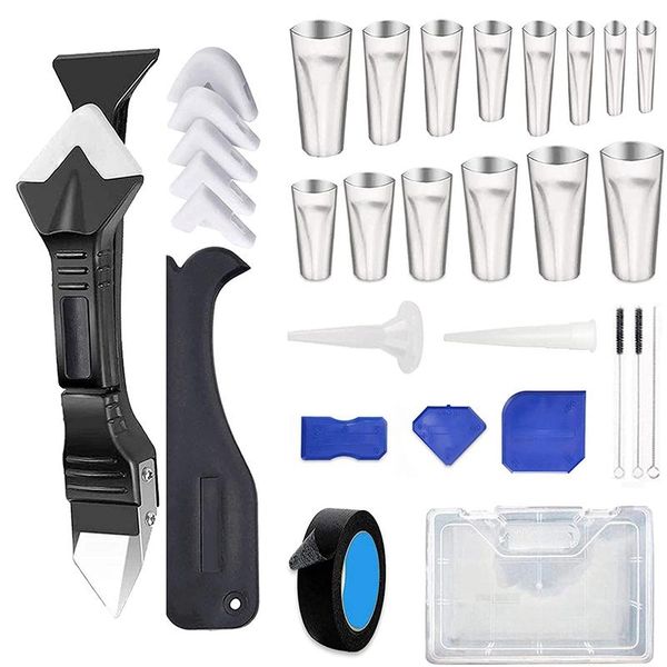 32pcs 6 in 1 silicone caulking tools kit applicator finisher kit, sealant finishing tool, caulk scraper great tool professional hand sets
32pcs 6 in 1 silicone caulking tools kit applicator finisher kit, sealant finishing tool, caulk scraper great tool professional hand sets