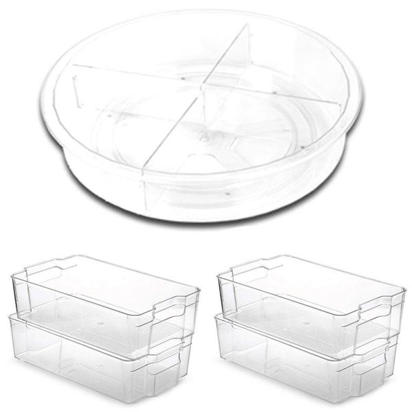 1pcs kitchen storage rack 360 turntable holder with set of 4 refrigerator organizer bins & organization
1pcs kitchen storage rack 360 turntable holder with set of 4 refrigerator organizer bins & organization