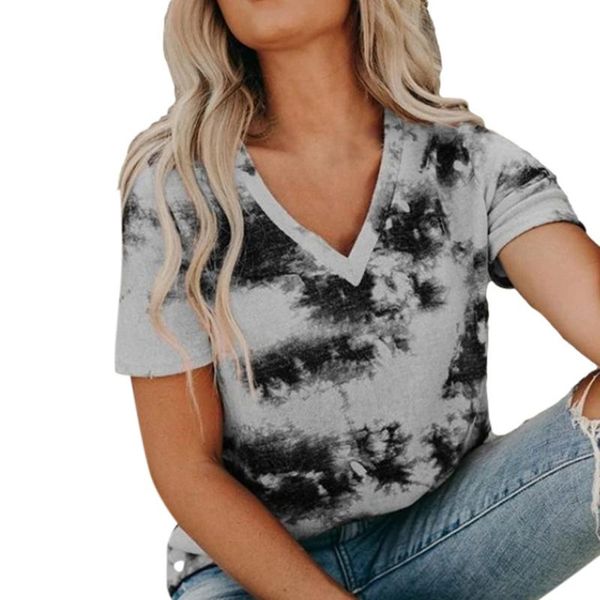 women's t-shirt summer tie dye printed v-neck women casual short sleeve vintage blouse female graphic plus size tee, White
women's t-shirt summer tie dye printed v-neck women casual short sleeve vintage blouse female graphic plus size tee, White