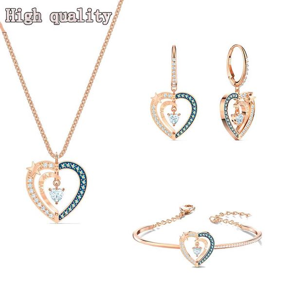 chains fashion jewelry swa charm exquisite starry night heart shaped lady necklace gothic romantic gift, Silver 
chains fashion jewelry swa charm exquisite starry night heart shaped lady necklace gothic romantic gift, Silver