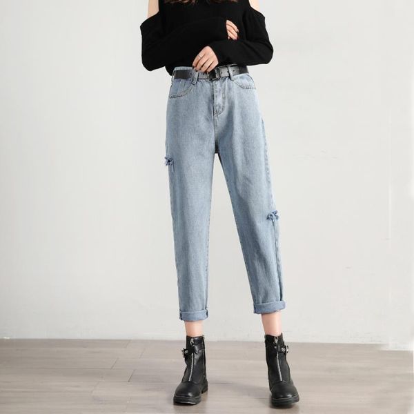 women's jeans zosol side hole female dad radish pants harlan loose straight large size high waist slimming fat mm, Blue
women's jeans zosol side hole female dad radish pants harlan loose straight large size high waist slimming fat mm, Blue