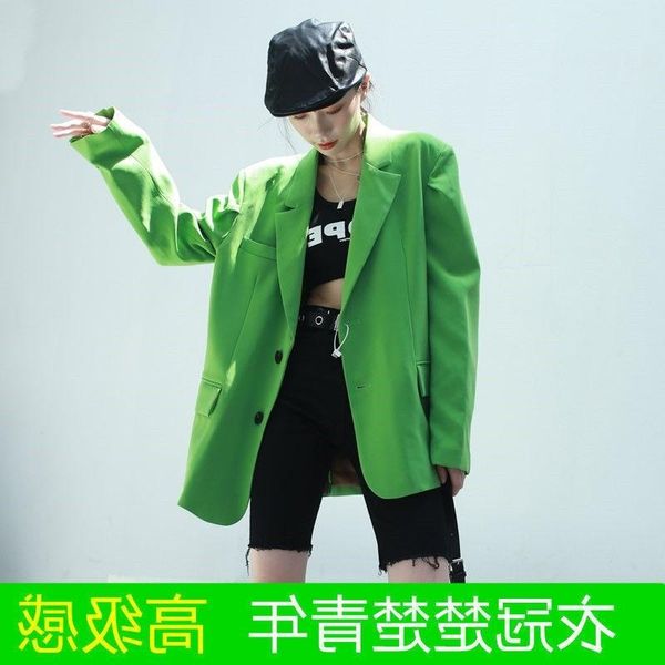 women's jackets deep fried street loose light fluorescent green suit coat women show thin medium length shoulder pad fashion, Black;brown
women's jackets deep fried street loose light fluorescent green suit coat women show thin medium length shoulder pad fashion, Black;brown
