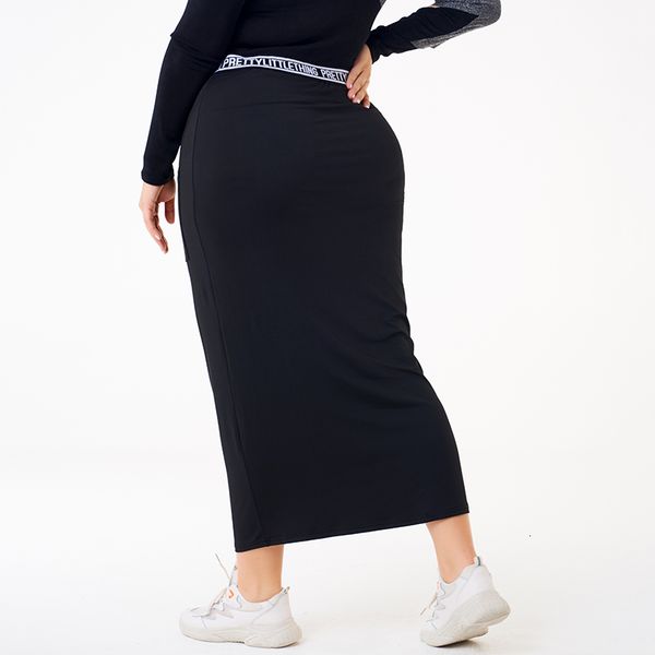 plus stretchable skirt solid slim pencil for women female knit largr size skirts 210323, Black
plus stretchable skirt solid slim pencil for women female knit largr size skirts 210323, Black