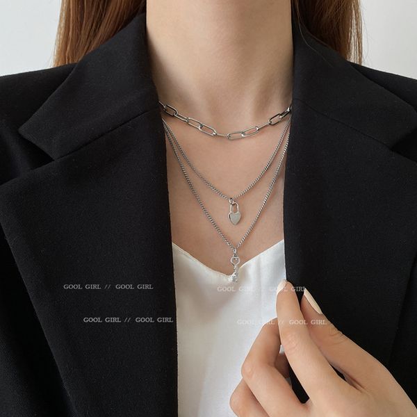 love lock key multi layer stacked necklace designer east gate personality clavicle chain fashion net red pendant female, Black
love lock key multi layer stacked necklace designer east gate personality clavicle chain fashion net red pendant female, Black