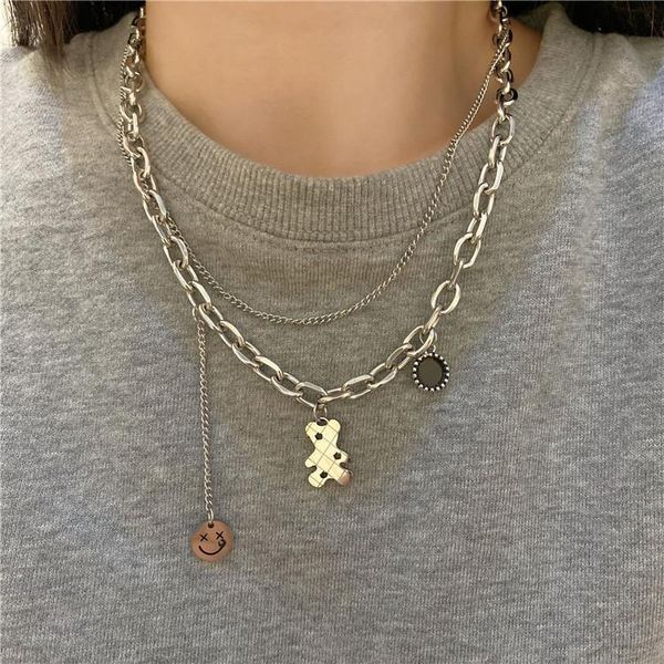 chains titanium steel necklace female hip hop double layer cute bear clavicle chain 2021 fashion sweater letter, Silver
chains titanium steel necklace female hip hop double layer cute bear clavicle chain 2021 fashion sweater letter, Silver