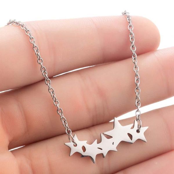 female personality simple geometry necklaces stainless steel five pointed star pendant, Silver
female personality simple geometry necklaces stainless steel five pointed star pendant, Silver