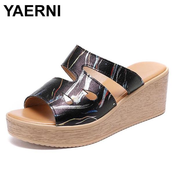 slippers yaerni women genuine leather shoes lace up outside slides ladies fashion wedges summer thick beach rocker sole, Black
slippers yaerni women genuine leather shoes lace up outside slides ladies fashion wedges summer thick beach rocker sole, Black