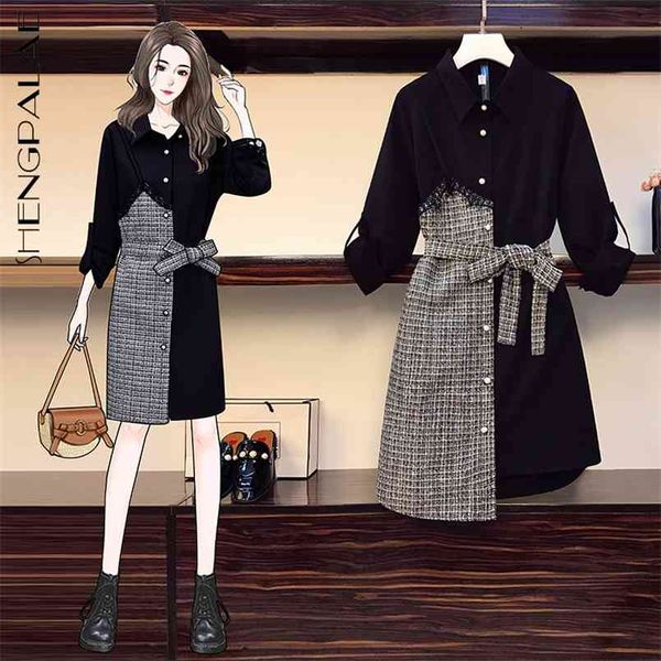 shengpllae elegant dress women's spring lapel single breasted large size lace up waist knee-length shirt dresses 210427, Black;gray
shengpllae elegant dress women's spring lapel single breasted large size lace up waist knee-length shirt dresses 210427, Black;gray