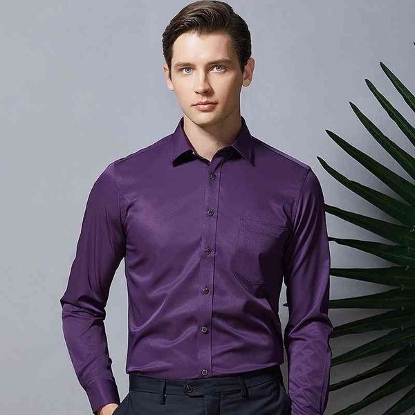 men shirts long sleeve purple formal shirts for men slim fit business stretch anti-wrinkle professional tooling male blouse 210410, White;black
men shirts long sleeve purple formal shirts for men slim fit business stretch anti-wrinkle professional tooling male blouse 210410, White;black